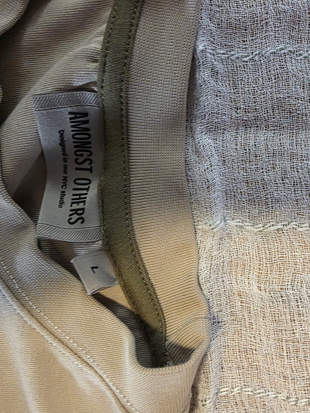 AMONGST OTHERS Men's Beige Short-Sleeve Shirt - Large
